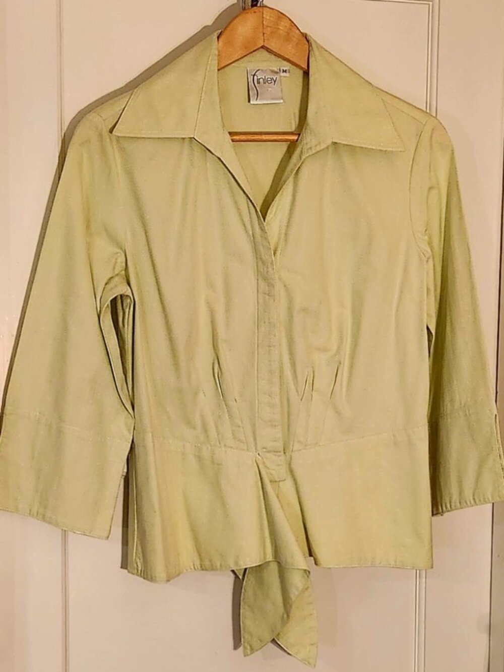 VTG Finley Pale Green Shirt w/ Front Ties, M